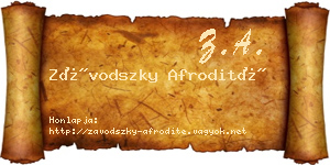 Závodszky Afrodité névjegykártya